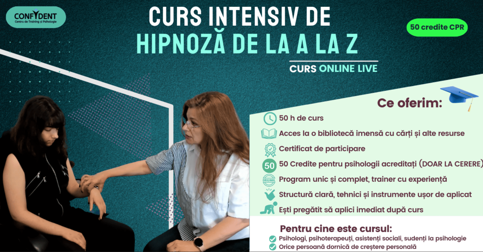 Curs 50 credite CPR – HIPNOZĂ DE LA A LA Z – curs intensiv ONLINE