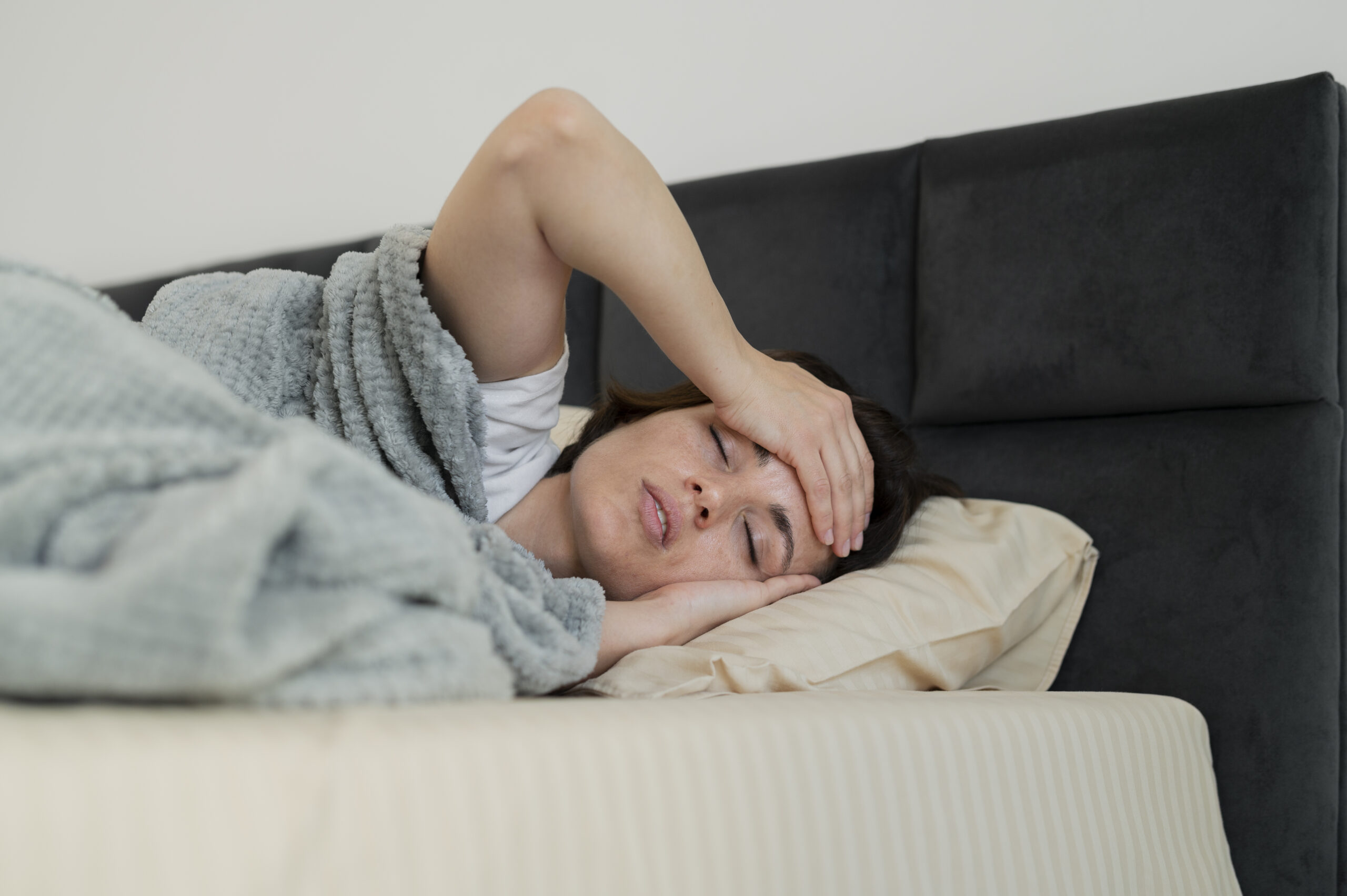 Medium Shot Ill Woman Laying Bed Scaled